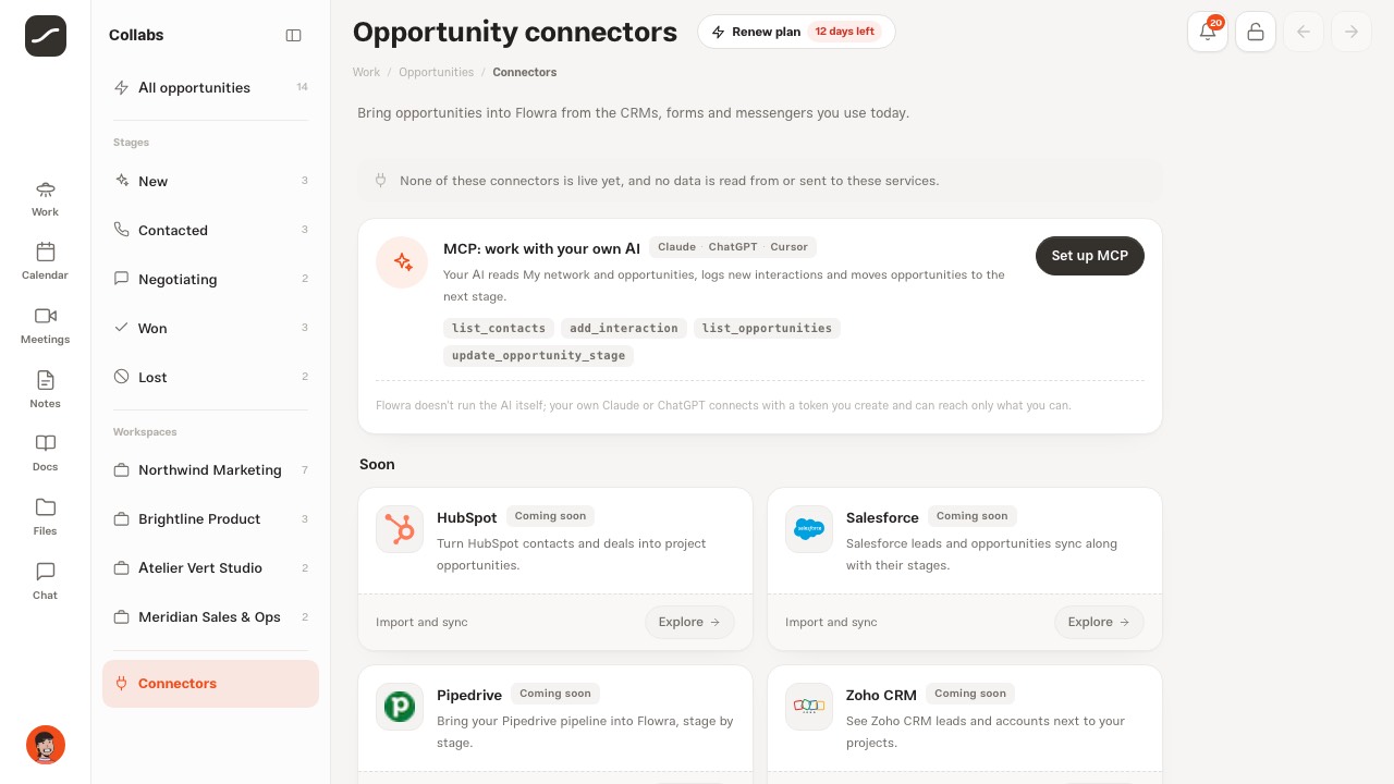 Opportunity connectors: the MCP card and the CRM services coming soon